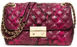 Michael Kors Sloan Fuchsia Pink Snake Leather Lg Crossbody Shoulder Bagnwt! - £172.23 GBP