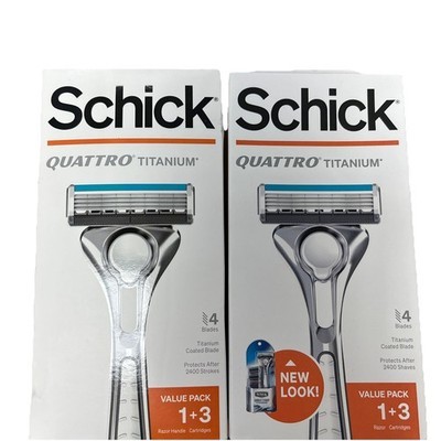 2x Schick Quattro Titanium Men Razor 4 Blades (1 razor + 3 Cartridges ) - $17.70