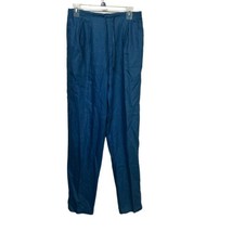 valerie stevens pure linen blue drawstring pants size M - $19.79