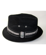Black Natural Fiber Woven Fedora Large Summer Travel Hat Tony Meranda CH... - $38.56