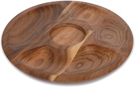 Round Handmade Acacia Chip and Dip Serving Set, Platters, Serving Tray, Wooden - £78.89 GBP