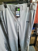 Under Armour Heater Baseball Pant Gray Navy Piped XL 1302720 NWT Men relaxed - £20.99 GBP