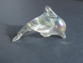 Art Glass Dolphin Clear but Iridescent  - £15.98 GBP