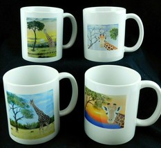 Orca Coatings Giraffe Wildlife Coffee Tea Drink Ceramic Mugs 4 Pc Set  - £12.01 GBP