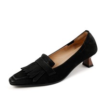 Woman Shoes On Med Heel  4.5 CM Retro Style Elegant Women Real Leather Pumps Spr - £96.94 GBP