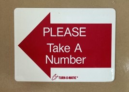 Red &amp; White 7&quot;x5&quot; Sign &quot;Please Take a Number&quot; Arrow Pointing Right Turn ... - £10.21 GBP