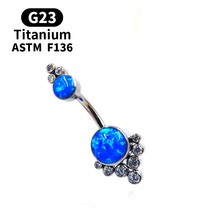 G23 Titanium Piercing Zircon Opal Navel Belly Button Rings Navel Piercing Omblig - £11.11 GBP