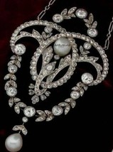 Victorian Rose Cut Diamond And Pearl Silver Pendant, Edwardian Pendant, Engageme - £220.50 GBP