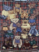 Crown Crafts Teddy Bear Blanket Throw  55” X 45” Vintage Fringed - £35.26 GBP