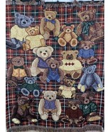 Crown Crafts Teddy Bear Blanket Throw  55” X 45” Vintage Fringed - £36.11 GBP