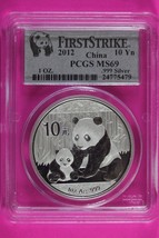 2012 MS 69 China Panda 1 OZ Silver Coin PCGS Graded Authentic First Strike 526 - £54.10 GBP