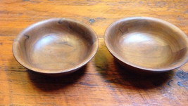 Pair of Vintage Mid Century Teak Wooden Wood Salad Fruit Bowls 6.5&quot; Wide - £29.40 GBP