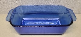 PYREX 213-R Cobalt Blue Glass 1.5 Quart Loaf Pan 8.5&quot; x 4.5&quot; x 2.5 Corni... - $21.89