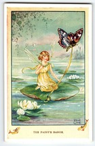 Fairies Postcard Sprite Wand Barge Butterfly Fantasy Rene Cloke Valentine &amp; Sons - £14.94 GBP