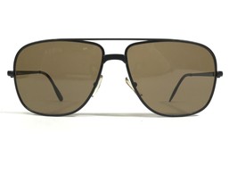 Vintage Aviators Sunglasses Matte Black Square Frames with Brown Glass Lenses - £29.75 GBP