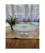 Vintage Jeannette Harp, Cake Stand, Pedestal Plate, Glass Clear Serving - $32.00