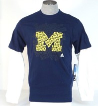 Adidas Collegiate Michigan (1) Short Sleeve &amp; (1) Long Sleeve Tee Shirt ... - £39.84 GBP