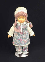 Tati Doll German Handmade Purple Braids Bonnet Traditional Outfit w/Stand 9.5&quot; - £12.87 GBP