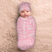 Personalized Baby Swaddle and Hat for Baby Girl Boy with Name Baby Girl Boy Gift - £7.82 GBP