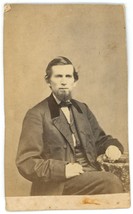 CIRCA 1880&#39;S Named CDV of Handsome Man With Beard in Suit Sitting  Bath Maine - £9.56 GBP