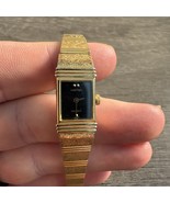 Vintage Lady Elgin Watch gold tone Tank Black Dial Stainless Steel - $41.94 CAD
