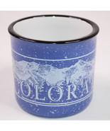 COLORADO Coffee Mug Mountains Trees Forest Snowy Blue White And Black St... - $9.74