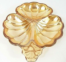 Carnival Amber Glass 3 Leaf Clover Candy Plates Set Of 2 Vintage - $14.95