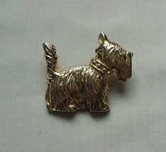 VINTAGE GOLD TONE SCOTTIE DOG PIN BROOCH - £13.61 GBP