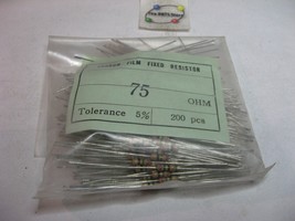 Carbon Film 1/4 Watt Resistor 75 Ohm 75R 5% - NOS Qty 200 - $5.69
