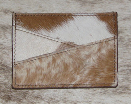 Myra Bags #3171A Hairon Sorrel/White Leather 4&quot;x3&quot; ID, Card Holder~RFID ... - £9.22 GBP