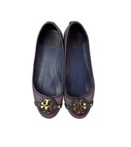 Tory Burch Ballet Flats Women’s Sz 9.5 Purple Snakeskin Leather Gold Logo Shoes - £29.69 GBP
