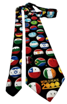 Ralph Marlin Neck Tie Y2K World Peace 2000 Smiley Emoji World Countries - £10.77 GBP