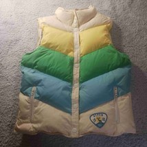 Old Navy Chevron Color Block Aspen 1953 Zip Puffer Vest Womens L Retro D... - £25.83 GBP