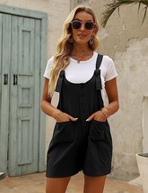 Yeokou Women&#39;s Black Casual Summer Cotton Linen Overalls Romper - Size: XL - £14.70 GBP