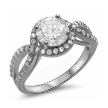 2.15CT Redondo Halo Solitario Moissanite Pedida Anillo 14K Bañado en Oro Blanco - £90.14 GBP