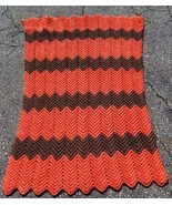 Cleveland Browns Orange Brown Chevron Crochet Lap Throw Chair Blanket 36... - £32.97 GBP