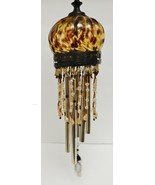 Tortoise Tone Glass Art Wind Chimes Bulb Top Handmade Sun Catcher Beaded... - £55.10 GBP