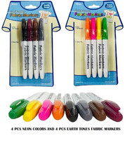 8 Unique Colors Fabric Markers with Fine Point Tips, Neon &amp; Earth Tone C... - £6.22 GBP