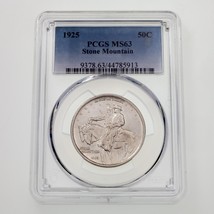 1925 50C Stone Mountain Commemorative Half Dollar Graded by PCGS as MS63 - £158.05 GBP