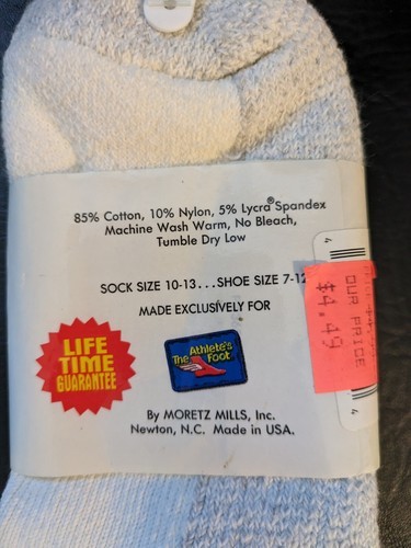 Vintage Atleta’S Pie Marca Calcetines Tobilleros Algodón Nylon Blanco 10-13 Item image 4