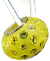 Bead Spacer Yellow Clear Simulated Cubic Zirconia Vintage Sterling Silver 925 - £11.66 GBP