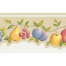 Fruit Vine Wallpaper Border Patton Norwall CO77191DC Pears Apples Plums Grapes - £11.59 GBP