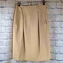 Jupe Crayon Vintage Khaki Au Dessus Du Genou Taille Petite Poches - $22.07