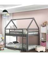Gray Twin Over Twin Bunk Bed with Ladder - $6,418.26 MXN