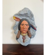 Native American Indian Warrior Sittre Ceramic Wall Decor Art Vintage 80s... - $29.65