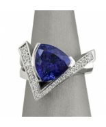 2.60Ct Trillion Blue Cubic Zirconia 925 Sterling Silver Wedding Engageme... - $2,208.39 MXN