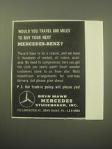 1959 Bryn Mawr Mercedes Studebaker, Inc. Ad - Would you travel 600 miles - £11.84 GBP