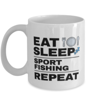 Funny Sport Fishing Mug - Eat Sleep Repeat - 11 oz Coffee Cup For Sports Fans  - £11.81 GBP
