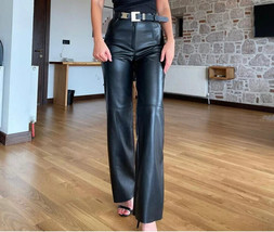 Women Black Genuine Lambskin leather Pant  Stylish Handmade Formal Casua... - £83.32 GBP+