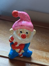 Vintage Handmade in Korea Paper Mache Santa Claus Elf in Blue Pants &amp; Pink Hat - £10.10 GBP